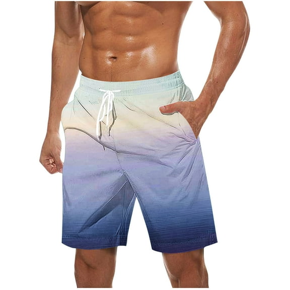 APEXFWDT Hawaiian Big and Tall Men's Summer Beach Shorts Swim Trunks Sports Running Bathing Suits Graphic Swimming Board Shorts with Pockets
