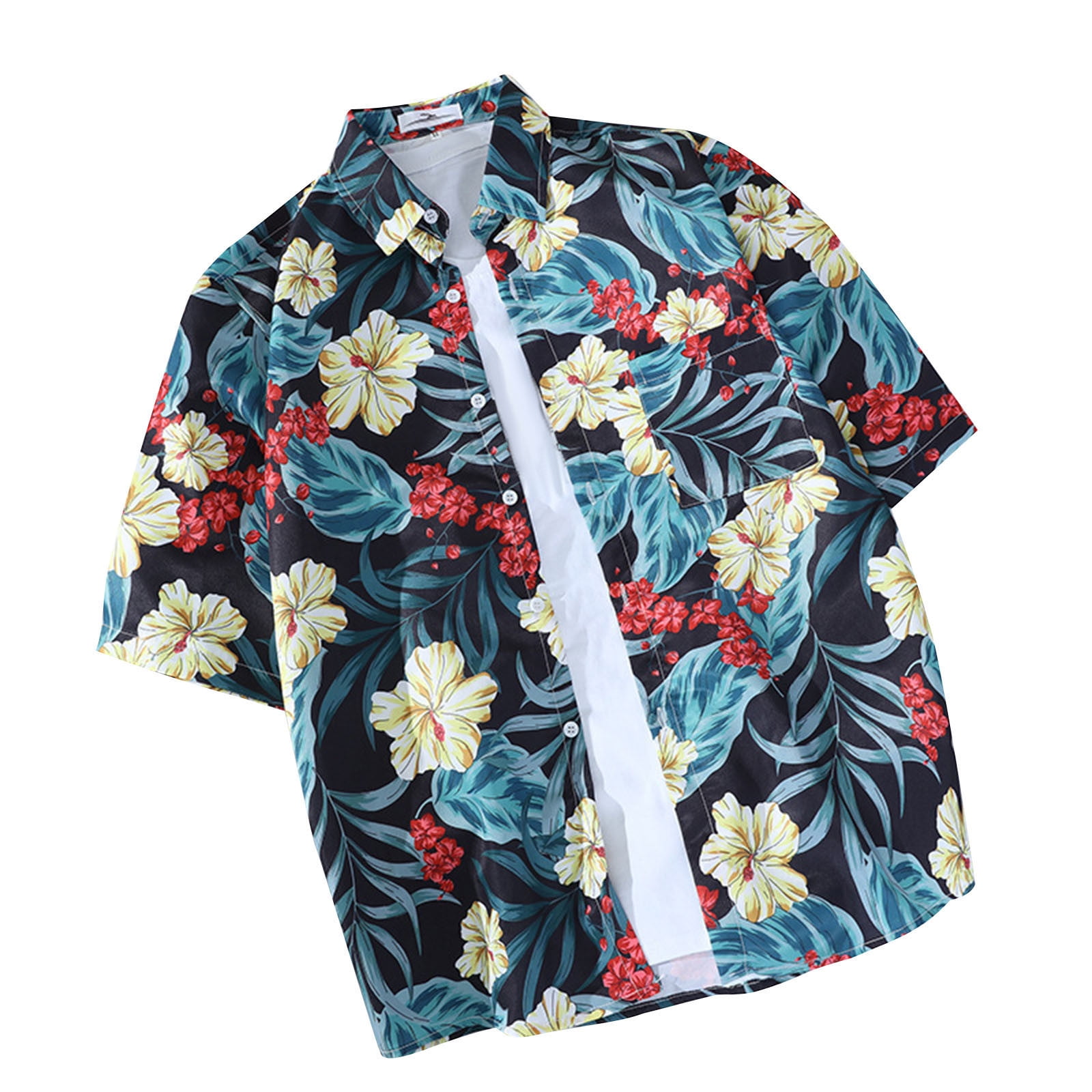 Short Sleeve Tropical Hawaiian Shirt - Maroon
