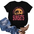 thumbnail image 1 of APEXFWDT Hawaiian Shirts for Women Palm Trees Beach Graphic Tee Tops Summer Vacation Short Sleeve Holiday Tee Shirt, 1 of 3