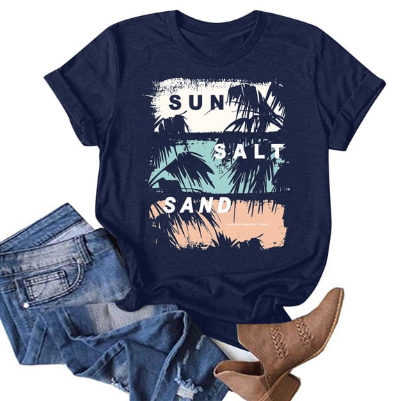 APEXFWDT Hawaiian Shirts for Women Palm Trees Graphic Tees Summer Beach Vacation Tops Short Sleeve Casual Tshirt