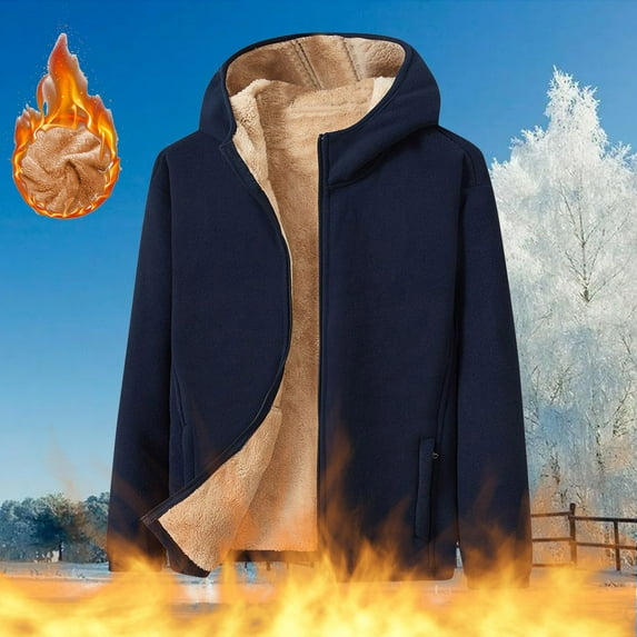 APEXFWDT Heavyweight Sherpa Hoodies for Men, Thick Fleece Lined Full Zip Up Winter Warm Sweatshirts Work Jackets Outwear Coats