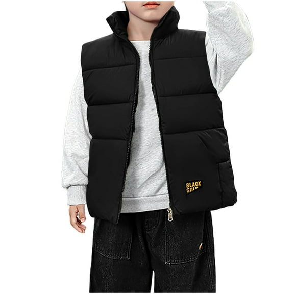 BFHHYA Kid Girls Boys Puffer Vest Tween Zip-Up Lightweight Sleeveless Coat Stand Collar Warm Winter Outerwear (4-13 Years)