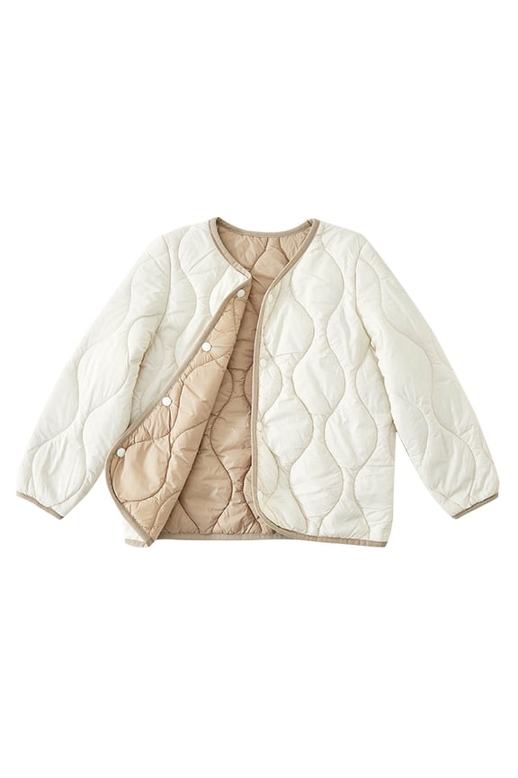 Kid Tween Down Jacket Lightweight Button-Down Crew Neck Warm Coat Girls Boys Winter Layering Puffer (4-15 Years)