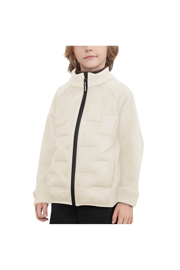 Kid Tween Puffer Coat Girls Boys Lightweight Zip-Up Stand Collar Raglan Sleeve Jacket Warm Winter Layering Athletic Jacket (4-17 Years)
