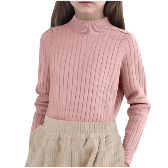 BFHHYA Kids (0-13 Years) Unisex Mock Neck Knit Undershirt Girls Boys Long Sleeve Comfortable Sweater Warm Layering Top