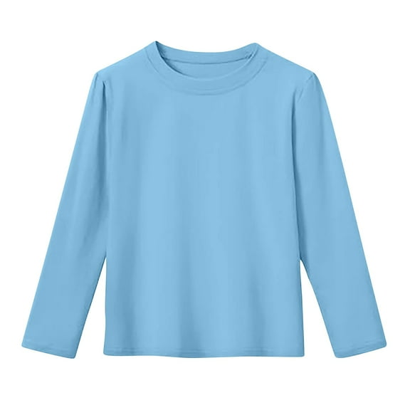 BFHHYA Kids (2-13 Years) Unisex Crew Neck Long Sleeve T-Shirt Girls Boys Solid Color Comfortable Casual Undershirt Versatile Layering Piece