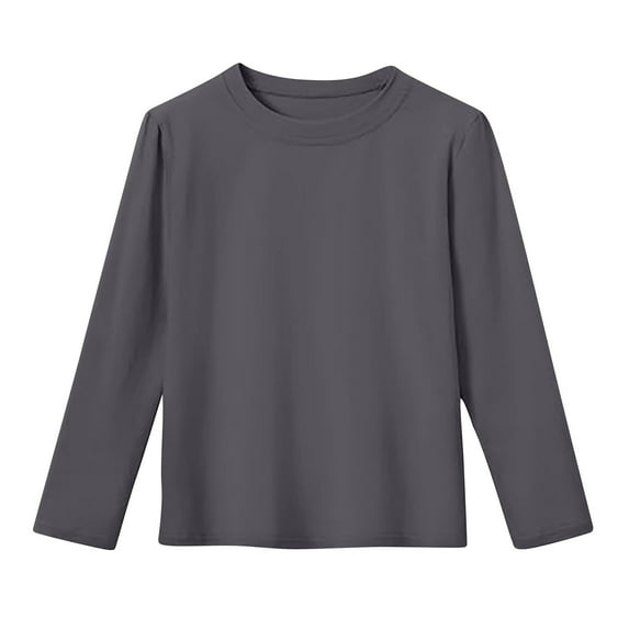 BFHHYA Kids (2-13 Years) Unisex Crew Neck Long Sleeve T-Shirt Girls Boys Solid Color Comfortable Casual Undershirt Versatile Layering Piece