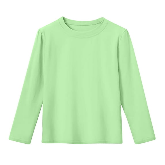 BFHHYA Kids (2-13 Years) Unisex Crew Neck Long Sleeve T-Shirt Girls Boys Solid Color Comfortable Casual Undershirt Versatile Layering Piece