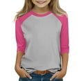thumbnail image 1 of BFHHYA Kids Raglan Sleeve T-Shirt Unisex Girls Boys 3/4 Sleeve Crew Neck Colorblock Basic Tee Casual Daily Wear (3-14 Years), 1 of 6
