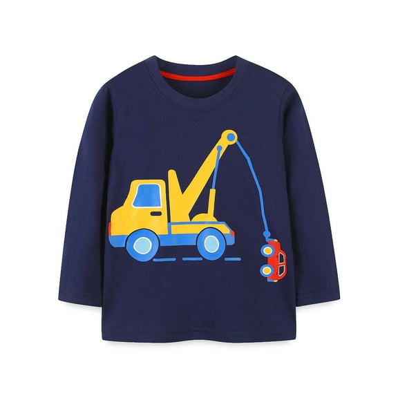 APEXFWDT Kids Toddler Baby Boys Clothes Cute Excavator Printed Crewneck Pullover Sweatshirt Fall Winter Long Sleeve Sweater Tops 5-7Y