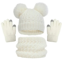 Amazon.com: 2Pc Set Cable Knit Hat W/Single Pom & Mittens