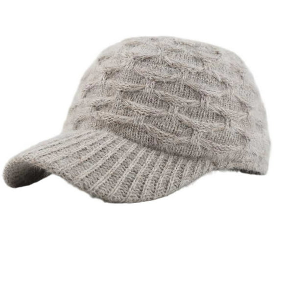 APEXFWDT Knit Baseball Cap for Women Visor Beanie Warm Cable Knit Hat with Sun-Blocking Brim Fall Winter Hat for Outdoor Travel