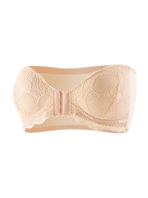 Lace Bralette Women's Strapless Bras Front Closure Wireless Bra Tube Top Bandeau Bra