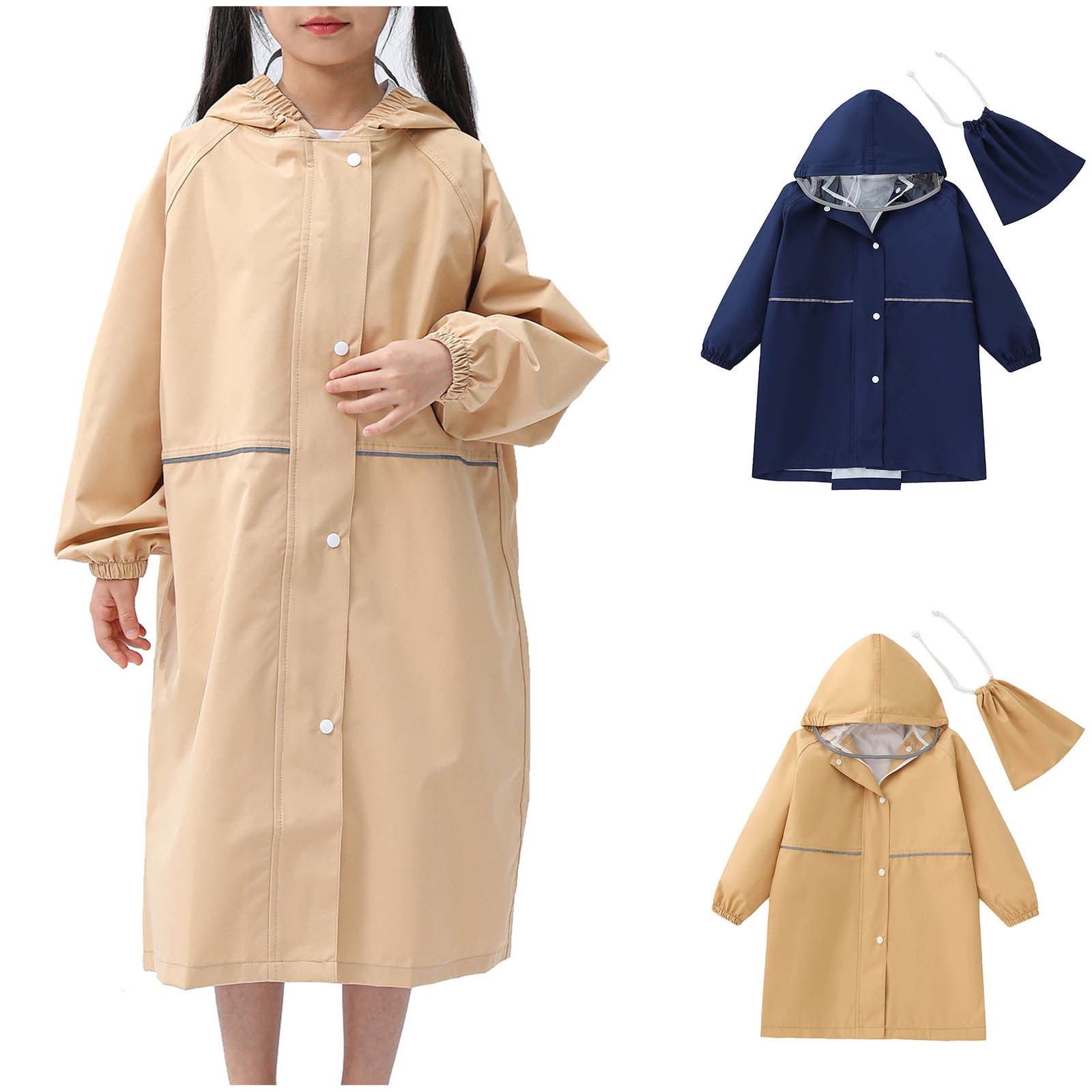 APEXFWDT Lightweight Kids Rain Poncho Waterproof Jacket Button Up Rain Coat Boys Girls Reusable Portable Rain Coat with Hood for Children Walmart