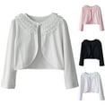 thumbnail image 1 of APEXFWDT Little Girls Long Sleeve Lace Cardigan Bolero Shrug Lace Short Cardigan Cute Cotton Dress Cover Up for 2-9 Years, 1 of 4
