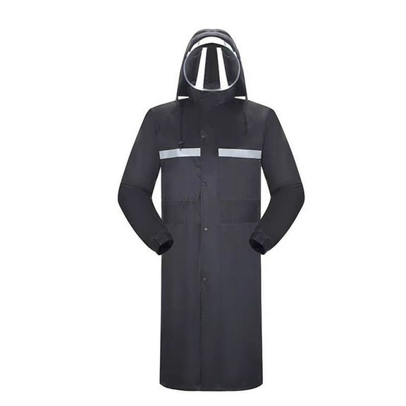 APEXFWDT Long Hooded Safety Raincoat Waterproof Emergency Rain Jacket Poncho for Men Women Adults,XXL,Black