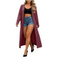 thumbnail image 1 of APEXFWDT Long Ribbed Cardigan Women Open Front Long Sleeve Maxi Duster Knit Sweater with Pockets, 1 of 8
