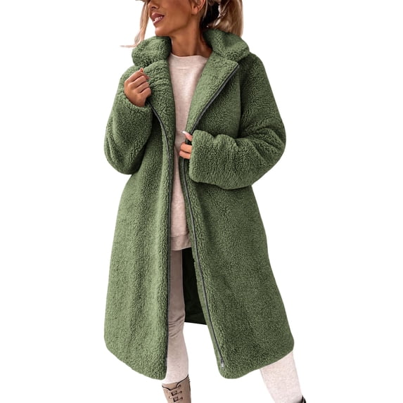 APEXFWDT Long Teddy Fleece Coat Women Hooded Zip‑Up Fuzzy Sherpa Jacket Warm Loose Fit Winter Outerwear