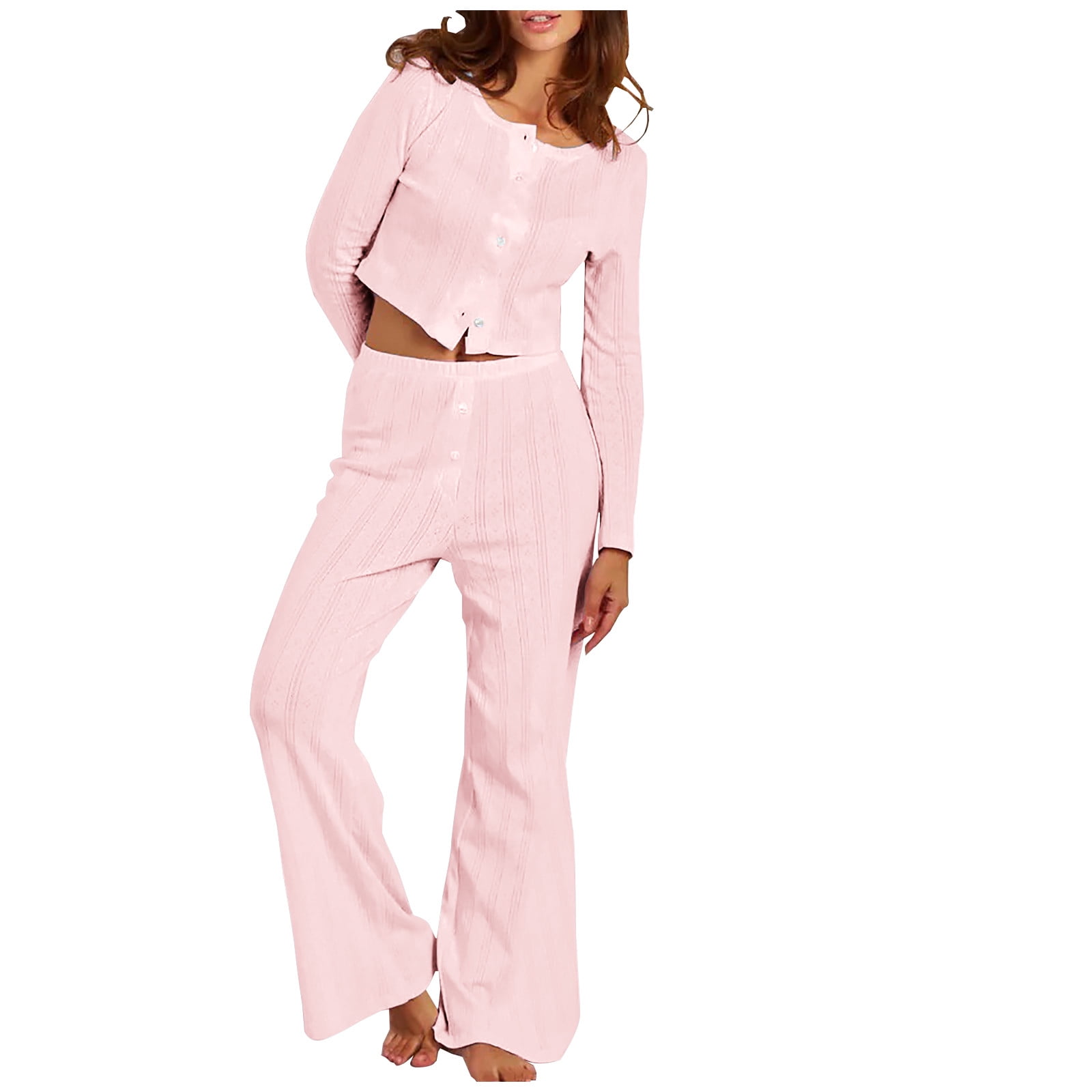 Comfy Floral Womens Loungewear Set with Crop Top