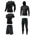 thumbnail image 1 of APEXFWDT Men Compression Workout Set 5 PCS Quick Dry Shirt Pants Shorts Tights Hoodie Jacket Clothes for Gym Outdoor Sports Running Indoor Fitness, 1 of 2