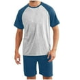 thumbnail image 1 of APEXFWDT Men Pajama Set Lightweight Raglan Short Sleeve Shirt Shorts Sleepwear Lounge Set with Pockets Big & Tall XL,Dark Blue, 1 of 3