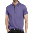 thumbnail image 1 of APEXFWDT Men Short Sleeve Shirt Casual Classic Golf Shirts Summer Collared Button Shirts for Men Sports Golf Tennis T-Shirt，L,Purple, 1 of 6