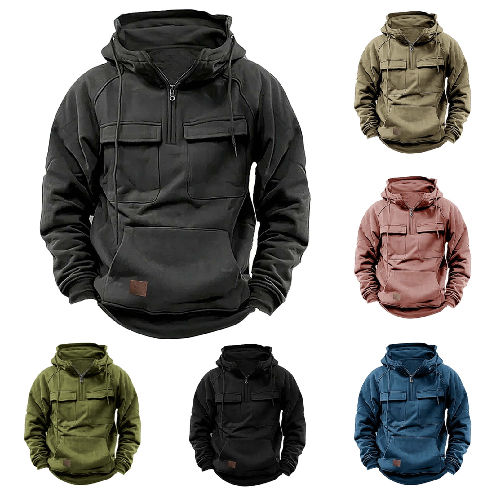 APEXFWDT Men Tactical Sweatshirt Quarter Zip Cargo Pullover Hoodies ...