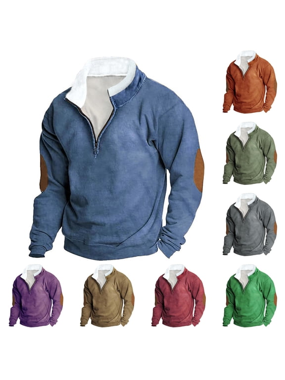 APEXFWDT Men's 1/4 Zip Pullover Sweatshirt Big and Tall Long Sleeve Stand Collar Active Sweatshirt Casual Henley Pullover Top