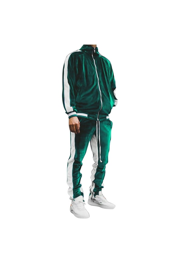APEXFWDT Men's 2 Pieces Velour Tracksuits Full Zip Velvet Sport Suits Casual Outfits Jacket & Pants Fitness Sweatsuit