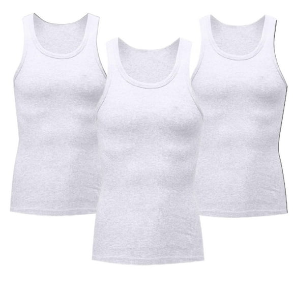 APEXFWDT Men's 3 Pack Workout Tank Tops Sleeveless Gym Shirts Bodybuilding Fitness Muscle Tee Undershirt Compression Shirt Tank Top，M,White