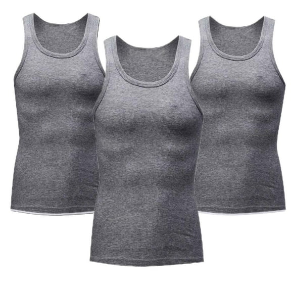 APEXFWDT Men's 3 Pack Workout Tank Tops Sleeveless Gym Shirts Bodybuilding Fitness Muscle Tee Undershirt Compression Shirt Tank Top，XXL,Gray