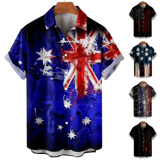 APEXFWDT Men's 4th of July Shirts Patriotic American Flag Shirts Big