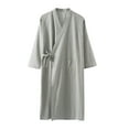 thumbnail image 1 of APEXFWDT Men's Bathrobes Cotton Soft Comfort Long Sleeve Summer Kimono Breathable Lightweight Robe Spa Bathrobes , XL,Gray, 1 of 6