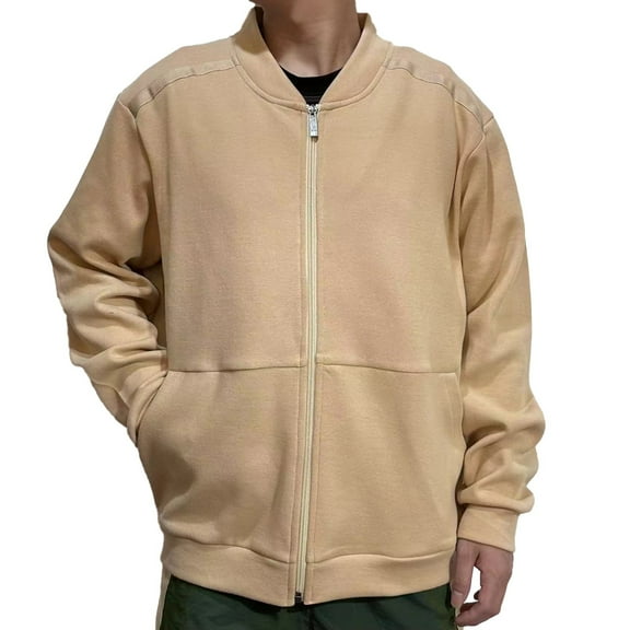 APEXFWDT Men's Big & Tall Baseball Jacket Zip-Front Oversized Sport Coat with Pockets for Casual Wear,XXXXL,Khaki