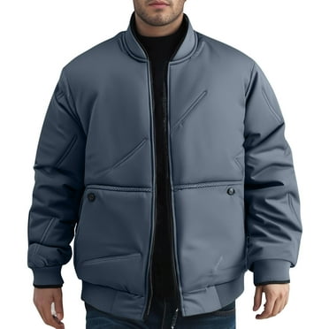 APEXFWDT Men's Big&Tall Baseball Puffer Jacket Stand Collar Zip-Up Thickened Warm Winter Coat for Cold-Day Commutes & Outdoor Sports,XXXL,Navy