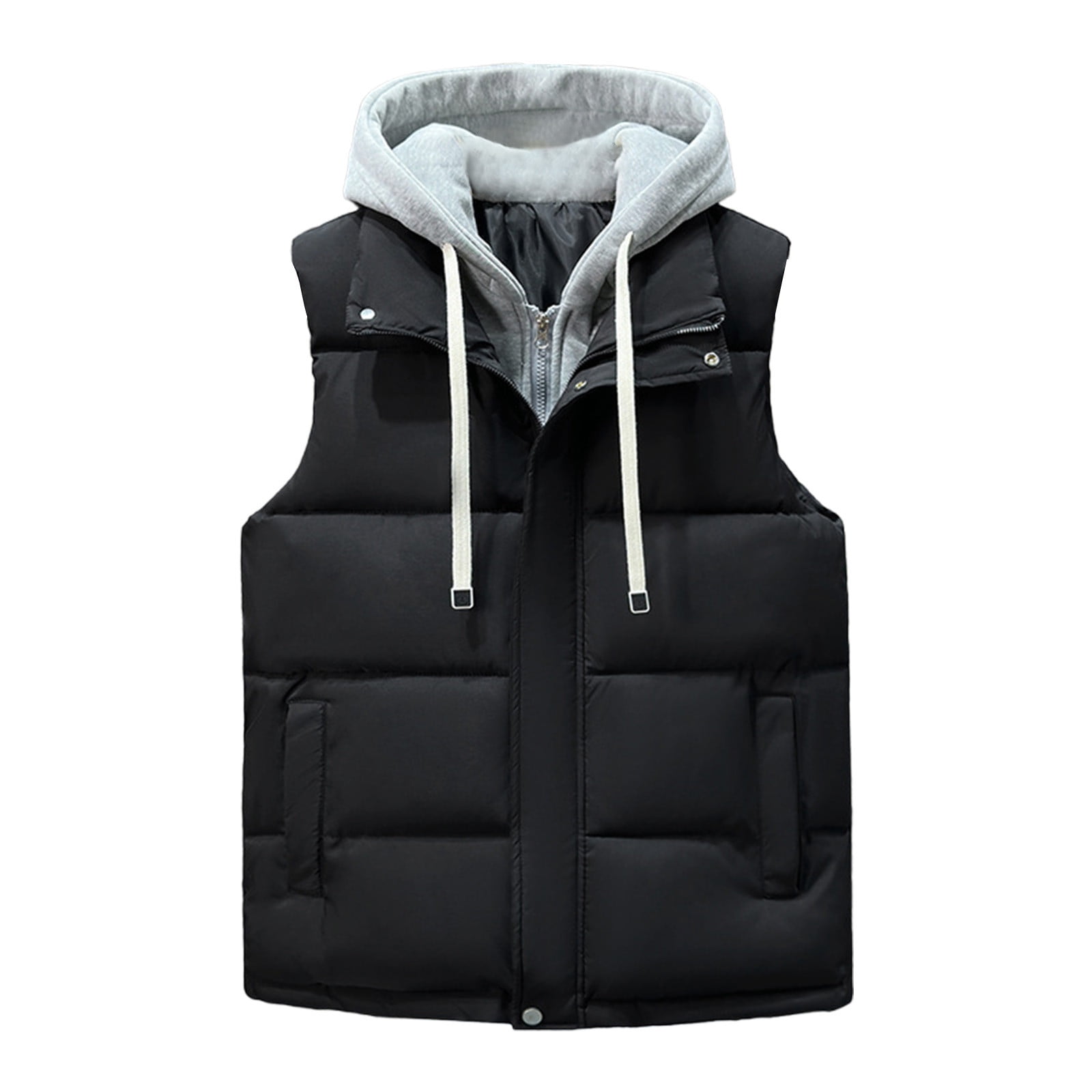 YLSDY Men's Faux Fur Vest Hooded Winter Warm Sleeveless