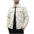 thumbnail image 1 of APEXFWDT Men's Big&Tall Corduroy Jacket Snap Button Zip-Up Work Jacket Casual Lapel Collar Varsity Coat with Pockets for Fall Hiking,XXL,Beige, 1 of 5