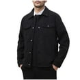 thumbnail image 1 of APEXFWDT Men's Big&Tall Corduroy Jacket Snap Button Zip-Up Work Jacket Casual Lapel Collar Varsity Coat with Pockets for Fall Hiking,XXL,Black, 1 of 9