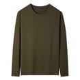 thumbnail image 1 of APEXFWDT Men's Big&Tall Crew Neck Cotton T-shirt Breathable Long Sleeve Tee Casual Essential Solid Color Undershirt,XXXXL,Army Green, 1 of 4