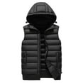 thumbnail image 1 of APEXFWDT Men's Big&Tall Fleece-Lined Hooded Puffer Vest Sleeveless Full Zip Jacket Warm Vest Outerwear with Removable Hat & Zip Pockets for Daily Commute,L,Black, 1 of 9