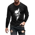 thumbnail image 1 of APEXFWDT Men's Big & Tall Halloween Skull Print T-shirt Long Sleeve Crew Neck Casual Shirt Festival Graphic Tee,M,Black, 1 of 5