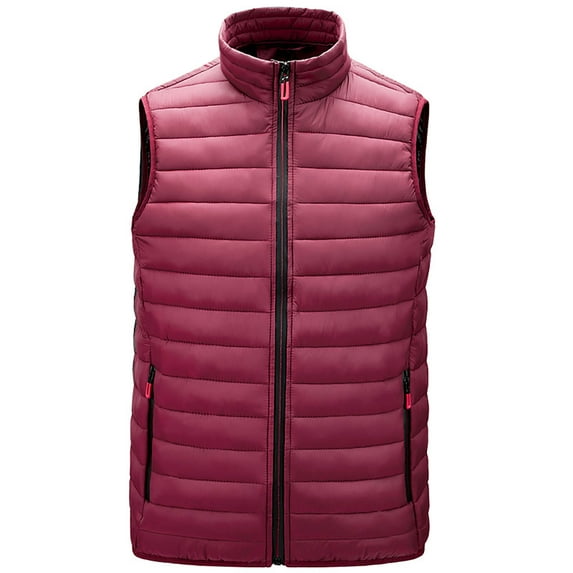 APEXFWDT Men's Big&Tall Puffer Vest Stand Collar Zip-Up Sleeveless Lightweight Fall/Winter Coat Outerwear with Zip Pockets,XL,Wine