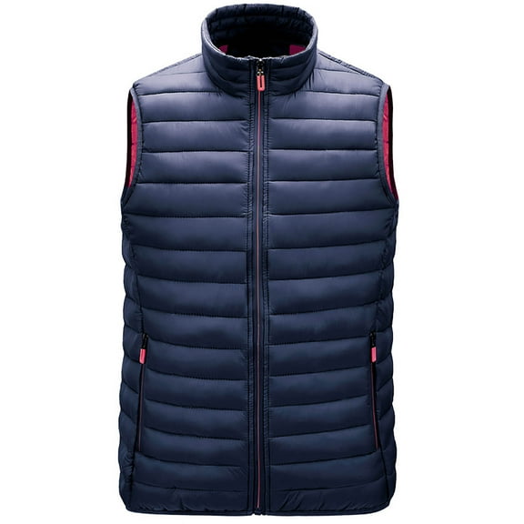 APEXFWDT Men's Big&Tall Puffer Vest Stand Collar Zip-Up Sleeveless Lightweight Fall/Winter Coat Outerwear with Zip Pockets,XXXL,Dark Blue