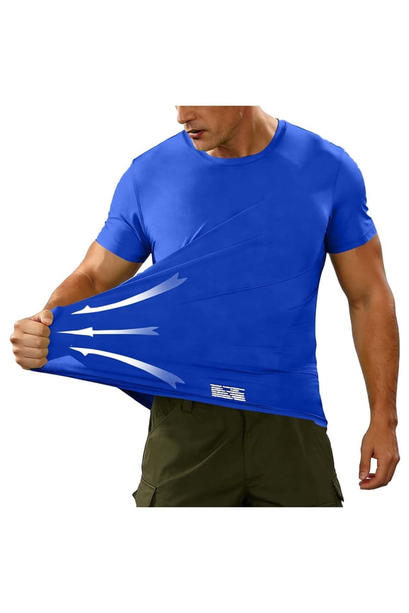 Men's Big&Tall Quick Dry Athletic T-Shirt Summer Stretch Running Fitness Short Sleeve Tee Shirt for Workout,S,Blue