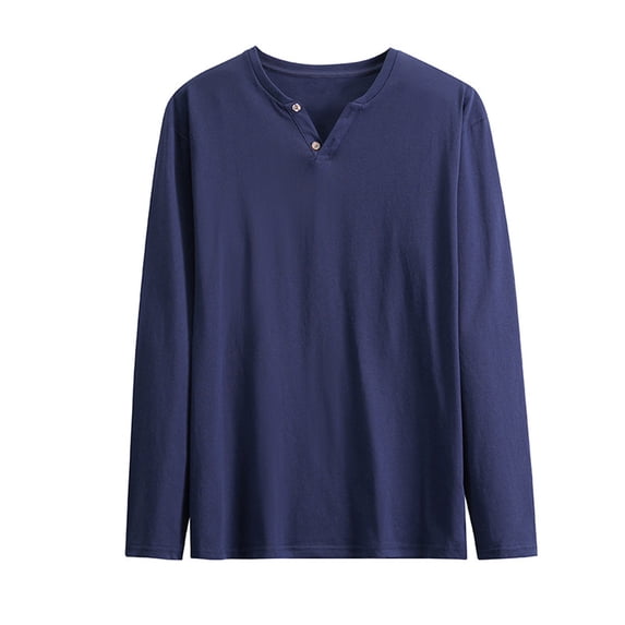 APEXFWDT Men's Big & Tall Thermal V-Neck Undershirt Long Sleeve Base Layer for Winter Moisture-Wicking Solid Color Tee,XXXXL,Navy
