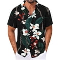 thumbnail image 1 of APEXFWDT Men's Big&Tall Tropical Floral Hawaiian Shirt Button Down Short Sleeve Shirt Print Casual Summer Vacation Beach Shirt,M,Black, 1 of 4