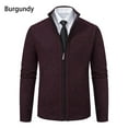 thumbnail image 1 of APEXFWDT Men's Big & Tall Zip-Up Knit Cardigan Stand Collar Long Sleeve Sweater Coat for Fall/Winter, Warm Outerwear,XL,Wine, 1 of 9