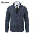 thumbnail image 1 of APEXFWDT Men's Big & Tall Zip-Up Knit Cardigan Stand Collar Long Sleeve Sweater Coat for Fall/Winter, Warm Outerwear,XXL,Blue, 1 of 9