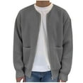 thumbnail image 1 of APEXFWDT Men's Big and Tall Full Zip Cardigan Sweaters Relaxed Collarless Long Sleeve Ribbed Sweater Casual Fall Cardigan Jacket with Pockets, 1 of 8