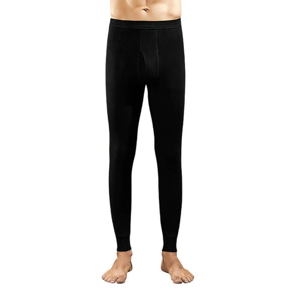 APEXFWDT Men's Big and Tall Lightweight Thermal Leggings High-Waisted Warm Base Layer Pants for Fall/Winter Daily Wear,XXXXL,Black